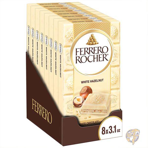 フェレロロシェ Ferrero Rocher プレミアム チョコレート バー 板チョコ 8枚入り 個包装 ホワイトチョコレート ヘーゼルナッツ ギフト