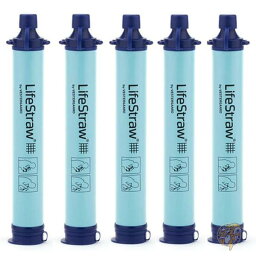 パーソナル 浄水フィルター 5個 アウトドア ハイキング キャンプ 旅行 濾過フィルター ブルー LifeStraw ライフストロー