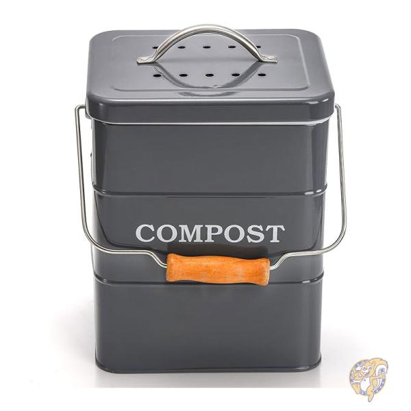 キッチンコンポストビン 家庭用 堆肥化容器 リサイクル グレー A-CompostBin-Sq-Gray AVLA アヴラ