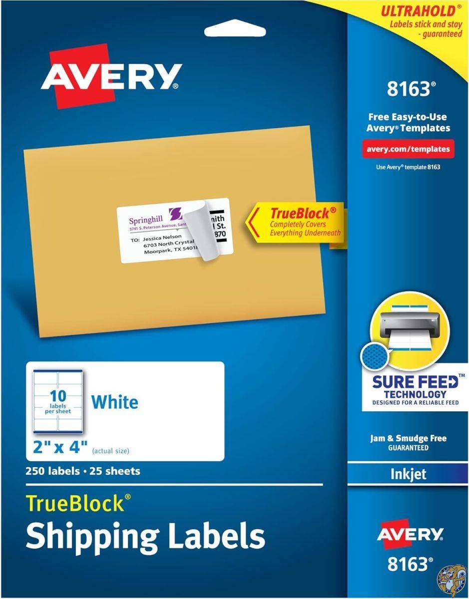 (エイブリー)Avery 送付先アドレスラベル インクジェットプリンター 2インチ×4インチラベル 永久接着剤 TrueBlock&reg; 250 labels