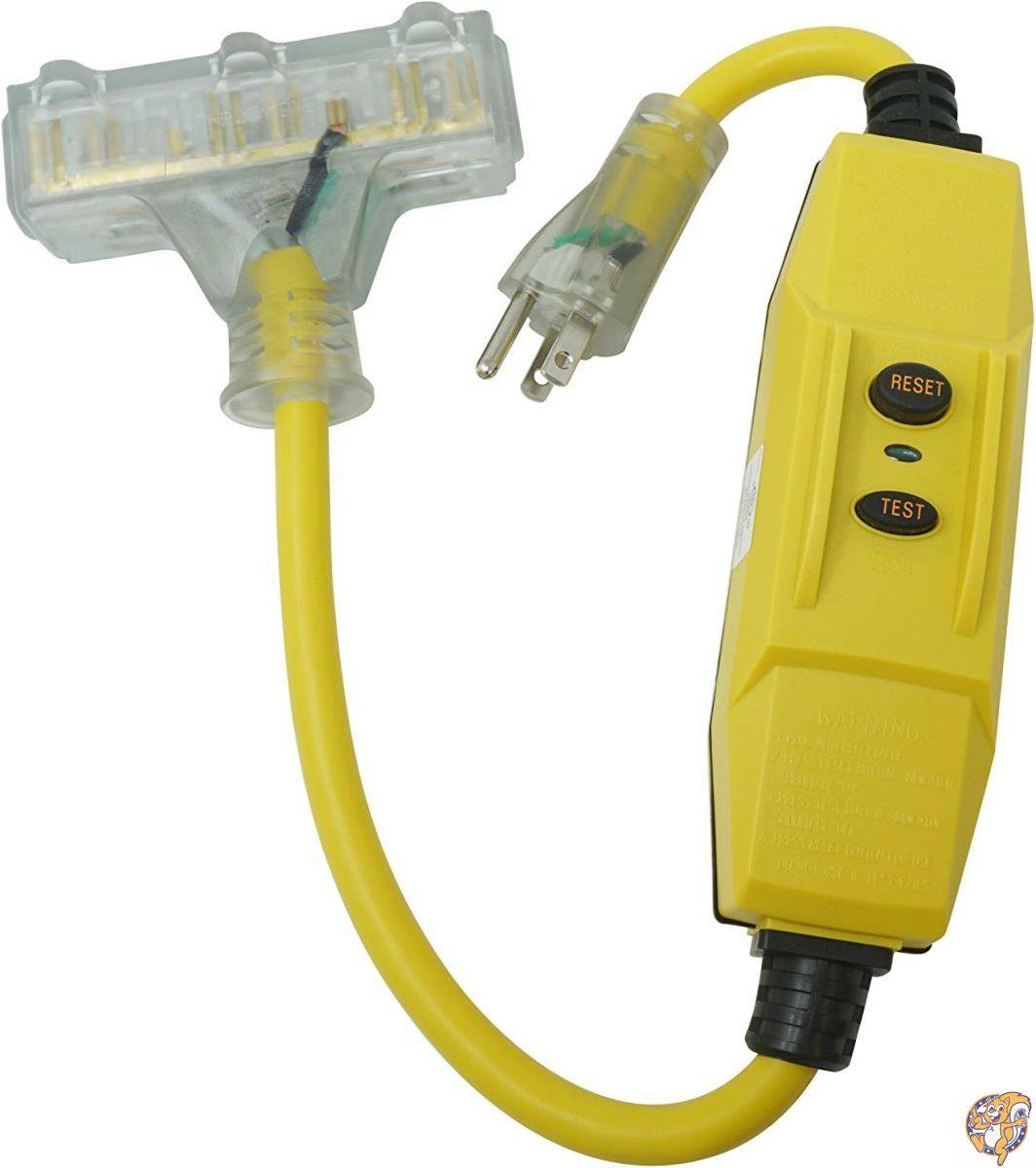 楽天アメリカ輸入ランドTRC 26020008-6 12/3 Gauge Shockshield GFCI Protected In-line Tri-Cord Set with 3-Outlets, 2-Feet, 15-Amp, Yellow by