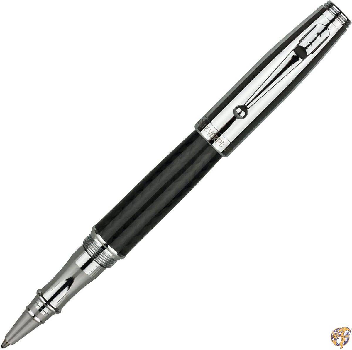 モンテベルデ 【最大1000円クーポン！スーパーセール】Monteverde Invincia Rollerball Pen, Chrome with Black Carbon Fiber (MV40064) ボールペン (並行輸入品)