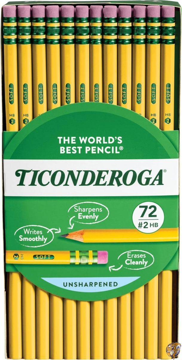 【最大1000円クーポン！スーパーセール】Ticonderoga No. 2/HB Soft Pencils, 72-Count, Cello Wrapped (Wood Case, Black Writing) in Yellow (33904) ペンシル