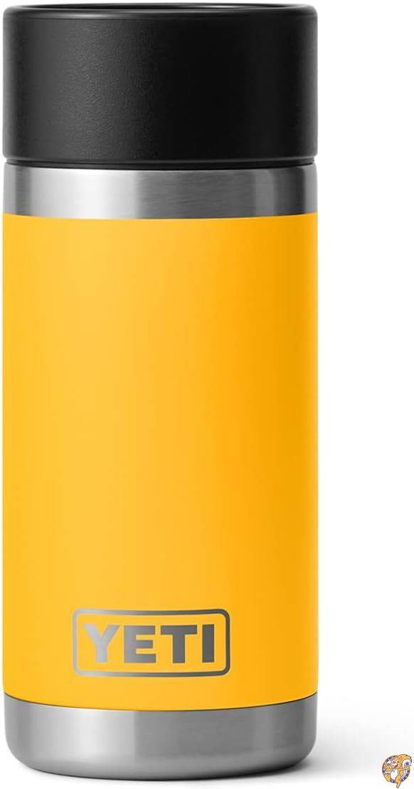 YETI Rambler 12オンス ボトル、ステンレススチール、真空断熱、ホットショットキャップ付き、アルパインイエロー