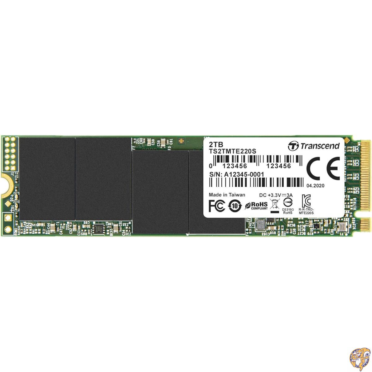 トランセンドジャパン Transcend PCIe M.2 SSD (2280) 2TB NVMe Gen3 x4 3D TLC採用 DRAMキャッシュ搭載 TS2TMTE220S