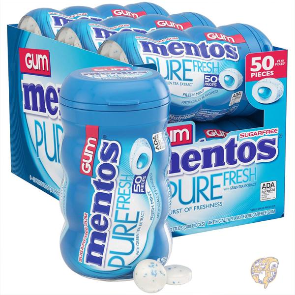 メントス Mentos キシリトール入り ピュアフレッシュ シュガーフリー ガム フレッシュミント 50個 6個..