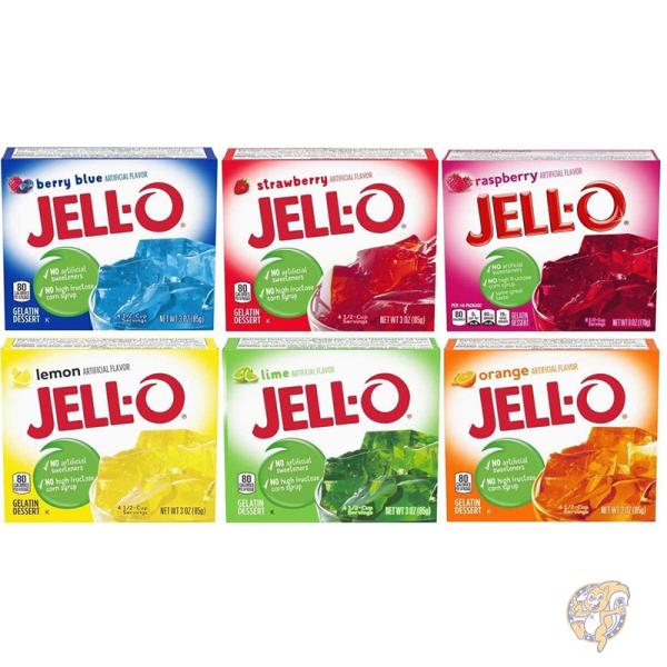 ジェロ Jell-O バラエティパック ベリーブルー ストロベリー ラズベリー レモン オレンジ ライム 各 1 個 (6 パック)