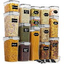 フードコンテナ 食品保存容器セット 15個 ドライフードキャニスター ラベル24枚付き USVM02052 Vtopmart Vトップマート