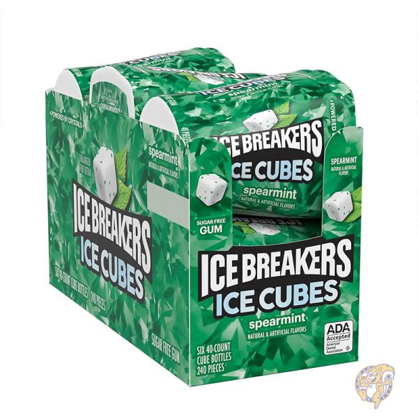 Ice Breakers アイスブレーカー アイスキューブ スペアミント シュガーフリー ガム ボトル 91g 6個 40..