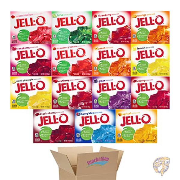 ジェロ Jell-O ゼリー ゼラチン バラエティパック 15 種類のフレーバー 85g Snackathon スナックソン