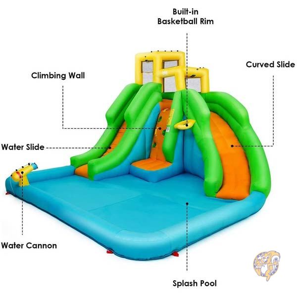 BOUNTECH ウォータースライダー プール　すべり台付き巨大プール　家庭用ビニールプール インフレータブル バウンスハウス 　アメリカ輸入おもちゃ　遊具　公園　水遊び　水あそび　アウトドア　アメリカおもちゃ