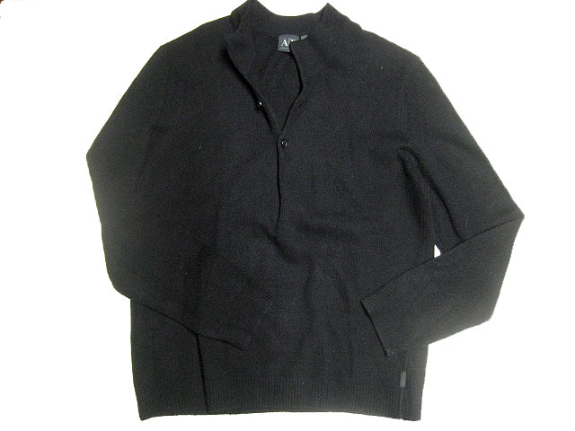 A/X/アルマーニエクスチェンジラムウールヘンリーネックニット　ブラック