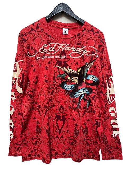 乐天商城 - ED HARDYエドハーディーTRUE TILL DEATH ロンT　red