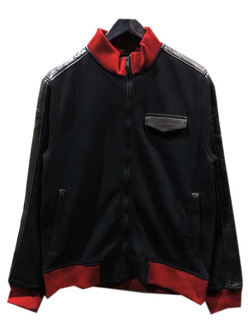 Rakuten - Daniel Won TRACK JACKET WITH LAMB LEATHER TRIM black/red