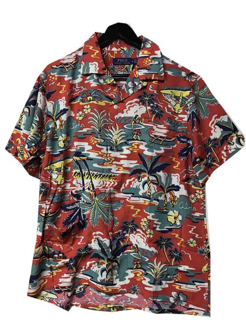 POLO RALPH LAUREN/ポロラルフローレンポケット付きアロハシャツcoral半袖シャツ