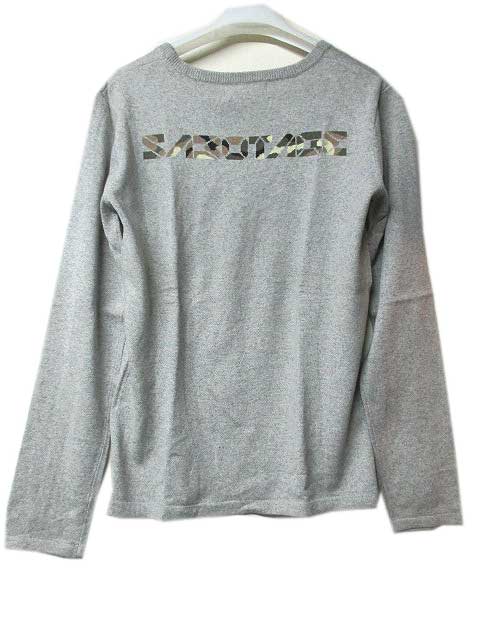 SABOTAGE/サボタージュ カシミアクルーネックロゴニット　GREY