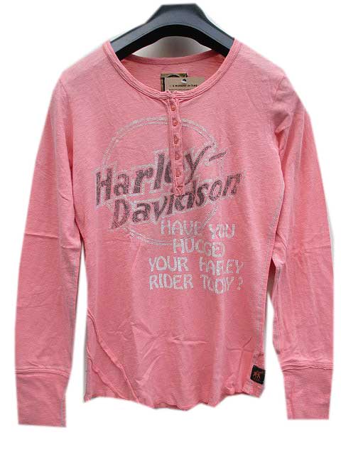 楽天AMERICAN　DREAMTRUNK/HARLEY-DAVIDSONヘンリーネックロンT　pink