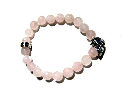 KING BABY キングベイビー 10MM ROSE QUARTZ BRACELET w/ SILVER DOTD SKULL スカル ブレスレット KING BABY キングベイビー 10MM ROSE QUARTZ BRACELET w/ SILVER DOTD SKULL スカル ブレスレット