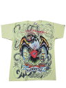 ED HARDY 【BIG SIZE Lサイズ / パンサー yellow】ラインストーン T-SHIRT 半袖エドハーディー Tシャツ ビンテージタトゥーウエア