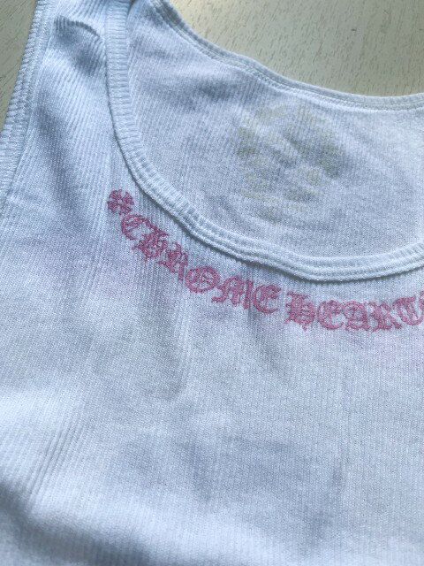CHROME HEARTSクロムハーツタンクトップ　white/pink オンライン限定