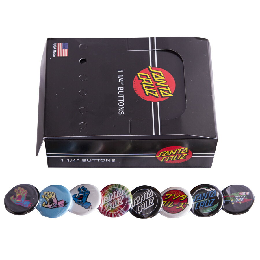サンタクルーズ SANTA CRUZSANTA CRUZ BUTTON ASSORTED缶バッジ 15種類 アソート サンタ スケートボード スケボー sk8 skateboard【1807】