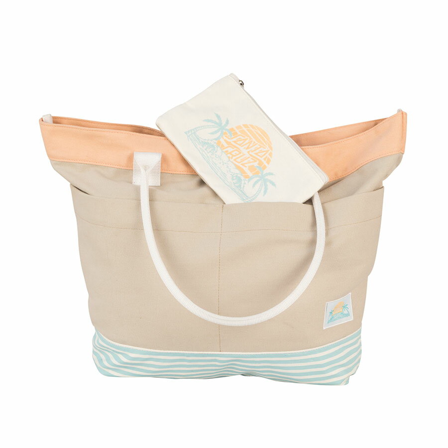 【SANTA CRUZ サンタクルーズ】A-FRAME TOTE KHAKI W/STRIPEトートバッグ カーキ/ストライプ カバン 通勤 通学 西海岸 クラッチバッグ スケートボード スケボー sk8 skateboard【18FW】