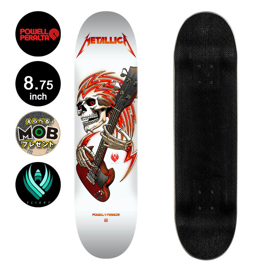 POWELL PERALTA パウエル・ペラルタスケボー デッキ 8.75 FLIGHT&#174; METALLICA COLLAB WHITE DECK SHAPE 245フライト メタリカ コラボ スケートボード ストリート sk8 skateboard 板【2302】