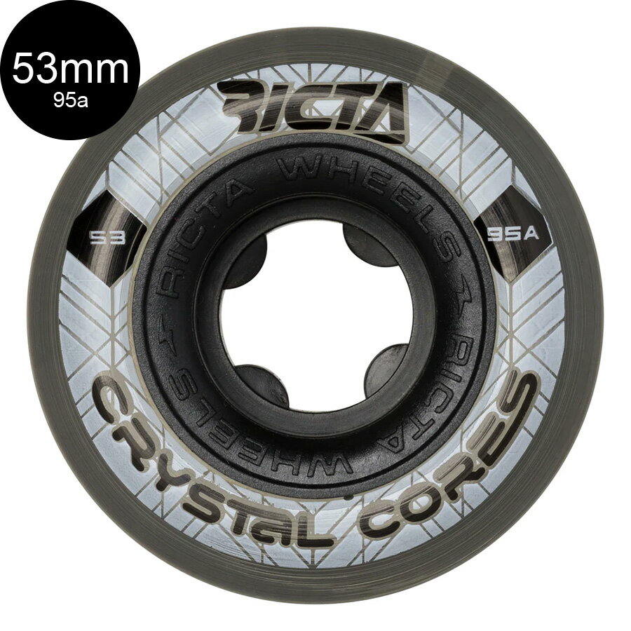 RICTA リクタ53mm CRYSTAL CORES 95A BLACK WHEELSハードウィール(4個セット)クリスタルコア スケートボード スケボー sk8 skateboard タイヤ ローラー 車輪 トリック スライド グラインド【2110】