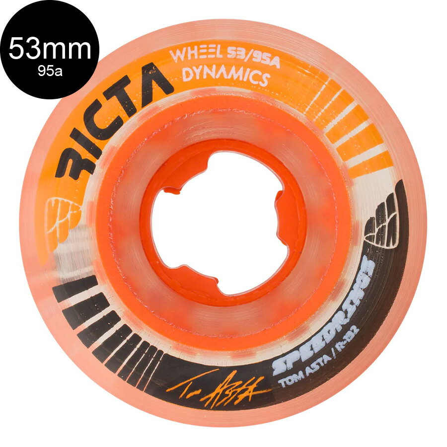 RICTA リクタ53mm SPEEDRINGS ASTA SLIM 95A CLEAR ORGNGE WHEELSハードウィール(4個セット) スケートボード スケボー sk8 skateboard タイヤ ローラー 車輪 トリック スライド グラインド【2212】