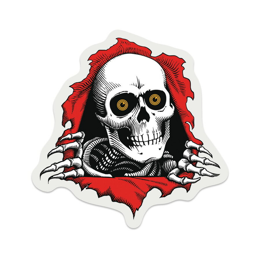 ■POWELL PERALTA 商品詳細 ブランド：POWELL PERALTA(パウエル・ペラルタ) モデル：RIPPER STICKER 正規輸入品 サイズ 3in x 3in(約7.6cm x 約7.6cm) *PCモニターにより若干色が違って見えることがあります。 *商品の仕様は予告なく変更になる場合があります。 【パウエル・ペラルタ】 スケートボードの歴史を語る上で外せない、老舗の最重要スケートブランドPOWELL PERALTA。 それは1978年のこと、有能な機械工学士としてスケートボードの新たな形を創りだしたジョージ・パウエルと、当時多大な知名度を誇ったプロスケーターのステイシー・ペラルタがタッグを組み、結成された。 また同ブランドが組織するチームはシュプリーム・ブリゲードと呼ばれ、数々の有名なスケーターを輩出。 そして、1984年にスケート史において初のスケートビデオ「The Bones Brigade Video Show」をリリースし、世界中へと流通させ、その名を轟かせた。 80年代のスケートシーンを席巻し、現在のスケートの基盤を築いた伝説のスケートブランドである。 パウエル・ペラルタ商品一覧はこちら