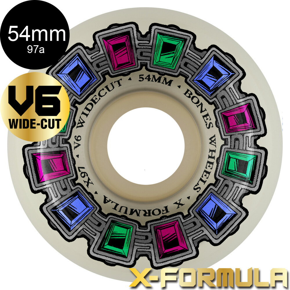 BONES WHEELS ボーンズ ウィール54mm X-FORMULA DIAL OF DESTINY V6 WIDE-CUT 97A WHEELSハードウィール 4個セット エックスフォーミュラー X97 スケートボード スケボー sk8 skateboard タイヤ トリック スライド グラインド【2312】 1