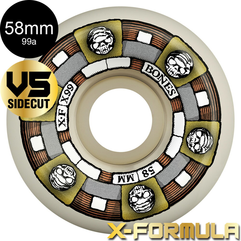 ボーンズ ウィール BONES WHEELS58mm X-FORMULA TIMELESS MACHINE V5 SIDECUT 99A WHEELSハードウィール 4個セット エックスフォーミュラー X99 スケートボード スケボー sk8 skateboard タイヤ ローラー 車輪 トリック スライド グラインド【2311】