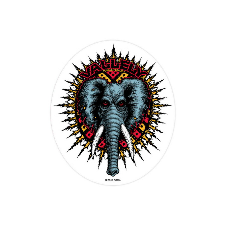 POWELL PERALTA パウエル・ペラルタ4.5in x 5.25in VALLELY ELEPHANT STICKERステッカー マイク・バレリー ドラゴン …