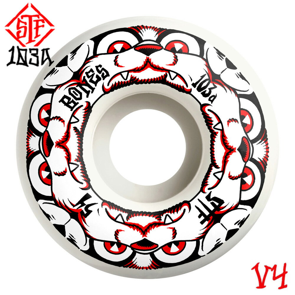 ボーンズ ウィール BONES WHEELS54mm STF 4 DOG NIGHT V4 WIDE 103A WHEELSハードウィール(4個セット)ホワイト ストリートテックフォーミュラ スケートボード スケボー sk8 skateboard タイヤ ローラー 車輪 トリック スライド グラインド【2409】