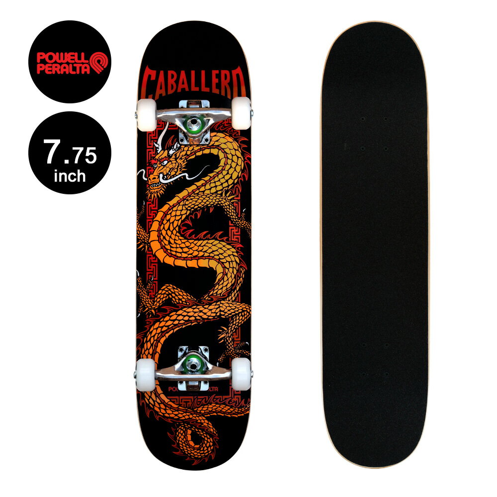 パウエル・ペラルタ POWELL PERALTA7.75in x 31.08in CAB CHINESE DRAGON SKATEBOARD COMPLETE BLACKコンプリート (完成組立品) セット スケートボード スケボー 初めて オススメ 初心者 sk8【2501】