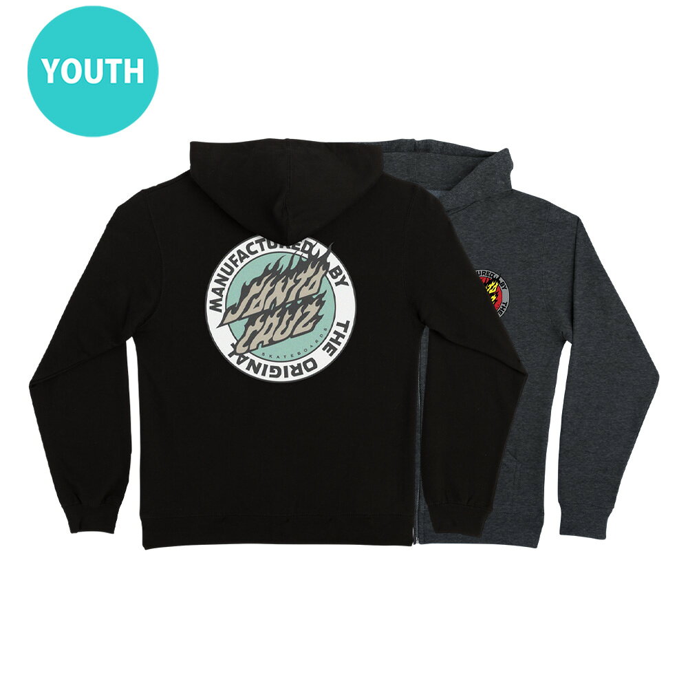 サンタクルーズ SANTA CRUZFLAMED MFG DOT ZIP HOODED SWEATSHIRT YOUTHプルオーバーパーカー ユースサイズ 子供用 キッズ P/O フード スケートボード スケボーsk8 skateboard