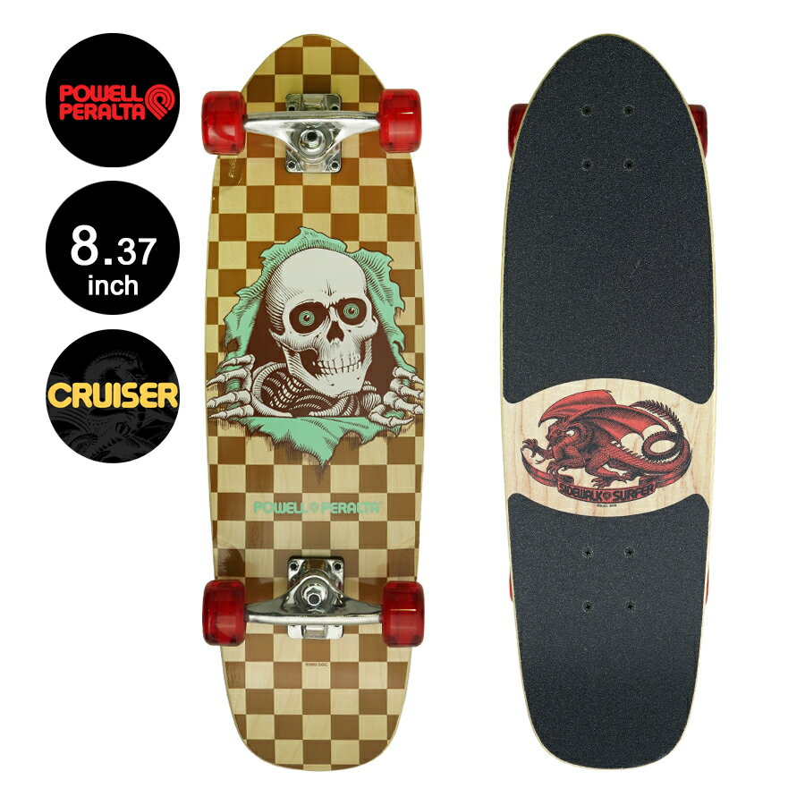 POWELL PERALTA パウエル・ペラルタ8.37in x 28.20in SIDEWALK SURFER NATURAL CHECKER RIPPER CRUISER COMPLETEコンプリートクルーザー(完成組立品) サイドウォーク・サーファー 通勤 通学 スケートボード スケボー skateboard sk8