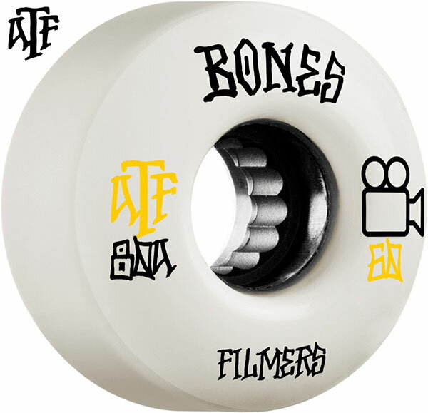 BONES WHEELS ボーンズ ウィール60mm ATF FILMERS 80Aソフトウィール(4個セット)ホワイトクルージング クルーザー スケートボード スケボー sk8 skateboard タイヤ ローラー 車輪 静か 速い