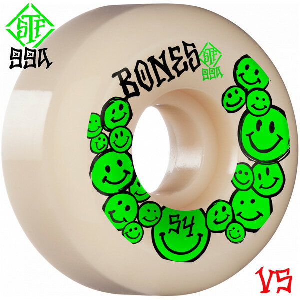 BONES WHEELS ボーンズ ウィール54mm STF HAPPINESS V5 SIDECUT 99A WHEELSハードウィール 4個セット ホワイト ストリートテックフォーミュラ スケートボード スケボー sk8 skateboard タイヤ …