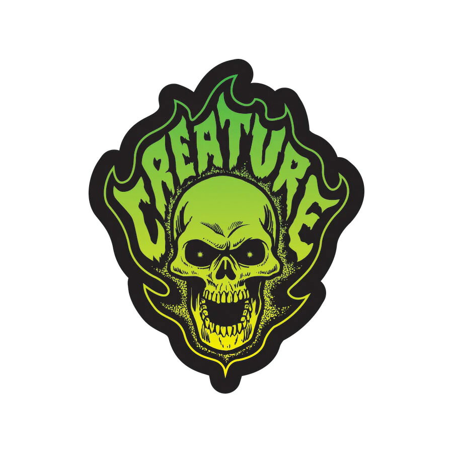 CREATURE ꡼㡼3.125 in x 3.875 in BONEHEAD FLAME STICKERǥ ƥå  ȥܡ ܡ ȥ꡼ sk8 skateboard