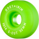 ■MINI LOGO SKATEBOARDS モデル：WHEEL C-CUT 52MM 101A GREEN（4個1セット） カラー：グリーン サイズ（直径）：52mm サイズ（幅）：31mm 硬さ：101A(硬め) POWELL PERALTAやBONES WHEELSで培われたウレタン技術を使用した、コストパフォーマンスに優れたウィールです。 *PCモニターにより若干色が違って見えることがあります。 *仕様は予告なく変更される場合があります。 【Mini Logo】 ミニロゴは長い歴史を持つ「POWELL PERALTA」や「BONES」の技術と知識が使われ、 かつ広告費やデザインをシンプルにすることで、低価格で高品質なコストパフォーマンスに優れたスケートボードパーツを提供しています。 MINI LOGO商品一覧はこちら