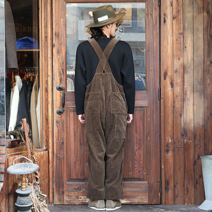 BLACK SIGN ブラックサイン / 「Random Cord Delta Apron Over-Alls / BROWN」ランダムコーデュロイオーバーオール / MEN'S メンズ / パンツ / オーバーオール / オールインワン / ツナギ / コーデュロイ / 無地 / ヴィンテージ / カジュアル / アメカジ / ブラウン