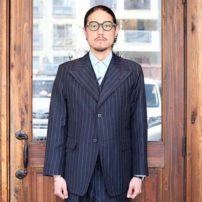 BLACK SIGN ブラックサイン / 「1930s Pencil Stripe Sports Back Summer Jacket」1930sピンストライプスポーツバックサマージャケット / MEN 039 S メンズ / ジャケット / テーラードジャケット / ストライプ / 長袖 / セットアップ / スーツ / ヴィンテージ / アメカジ