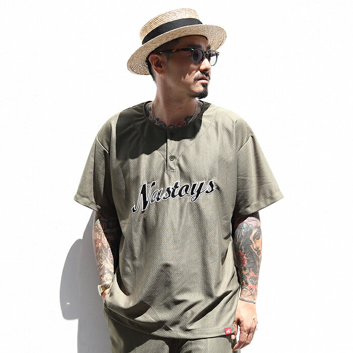 NASTOYS ナストイズ /「Mesh Baseball S/S Shirts / OLIVE」メッシュベースボールS/Sシャツ / MEN 039 S メンズ / メッシュ / 半袖シャツ / 高機能素材 / ユニフォーム / シャツ / カットソー / プルオーバー / カジュアル / アメカジ / オリーブ