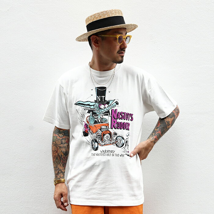 NASTOYS ナストイズ / 「NASTOYS RODDER S/S TEE / WHITE」プリントS/S Tシャツ / MEN'S メンズ / Tシャツ / プリント / クルーネック / 半袖 / カジュアル / アメカジ / ブルー