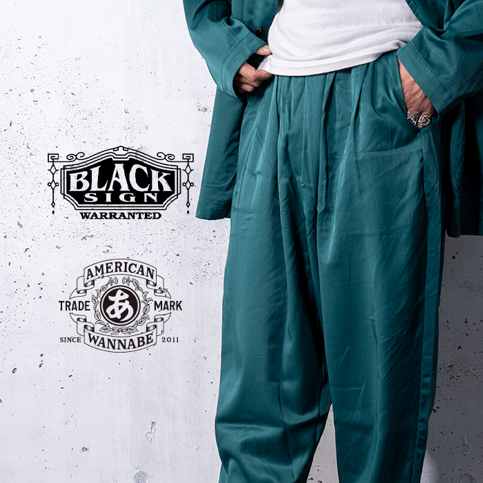 BLACK SIGN「AMERICAN WANNABE EXCLUSIVE AHEN Doctor Pants Ahen Green」アヘンドクターパンツ BSSP-24501 MEN'S メンズ パンツ アメカジ イージーパンツ アメカジメンズ テーパードパンツ メンズパンツ オールドアメリカン ファッション せっとあっぷ セットアップ 限定