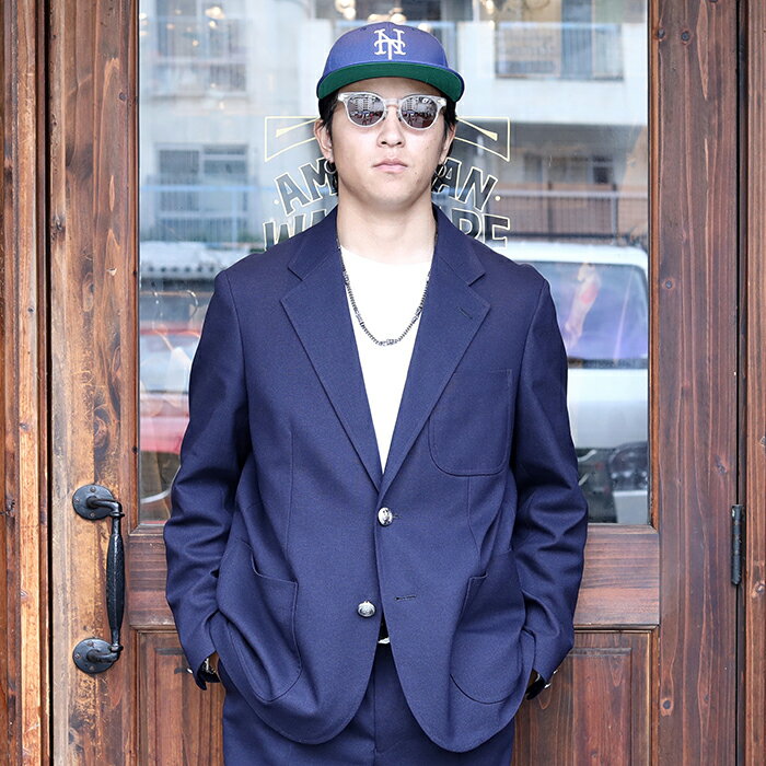 The Stylist Japan ザスタイリストジャパン / 「HOPSACK 2B JACKET / NAVY」 ホップサックジャケット / MEN 039 S メンズ / セットアップ / 3ピース / 2ボタン / スーツ / 無地 / フォーマル / アメカジ