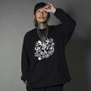 NASTOYS ナストイズ / 「LONG SLEEVE OVER SWEAT / BLACK」クルースウェット / MEN 039 S メンズ / トレーナー / クルーネック / プリント / 長袖 / ラグランスリーブ / カジュアル / アメカジ