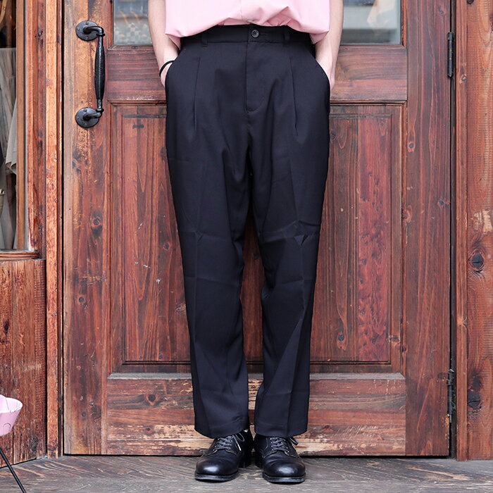 WEIRDO ウィアード / 「WIND UP - TACK EASY PANTS / BLACK」タックイージーパンツ / WIND UP / MEN'S メンズ / ワイドパンツ / パンツ / イージーパンツ / スラックス / 無地 / テーパードシルエット / ポリエステル / カジュアル / アメカジ