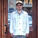 WEIRDO ウィアード「DRAWING CARTOON - COVERALL JACKET IVORY」ハンドペイントカバーオールジャケット WRD-24-SS-02 MEN'S メンズ ブルゾン ジャケット アウター アメカジメンズ カバーオールジャケットメンズ カバーオールメンズ おしゃれ 個性派 ヘリンボーン アメカジ